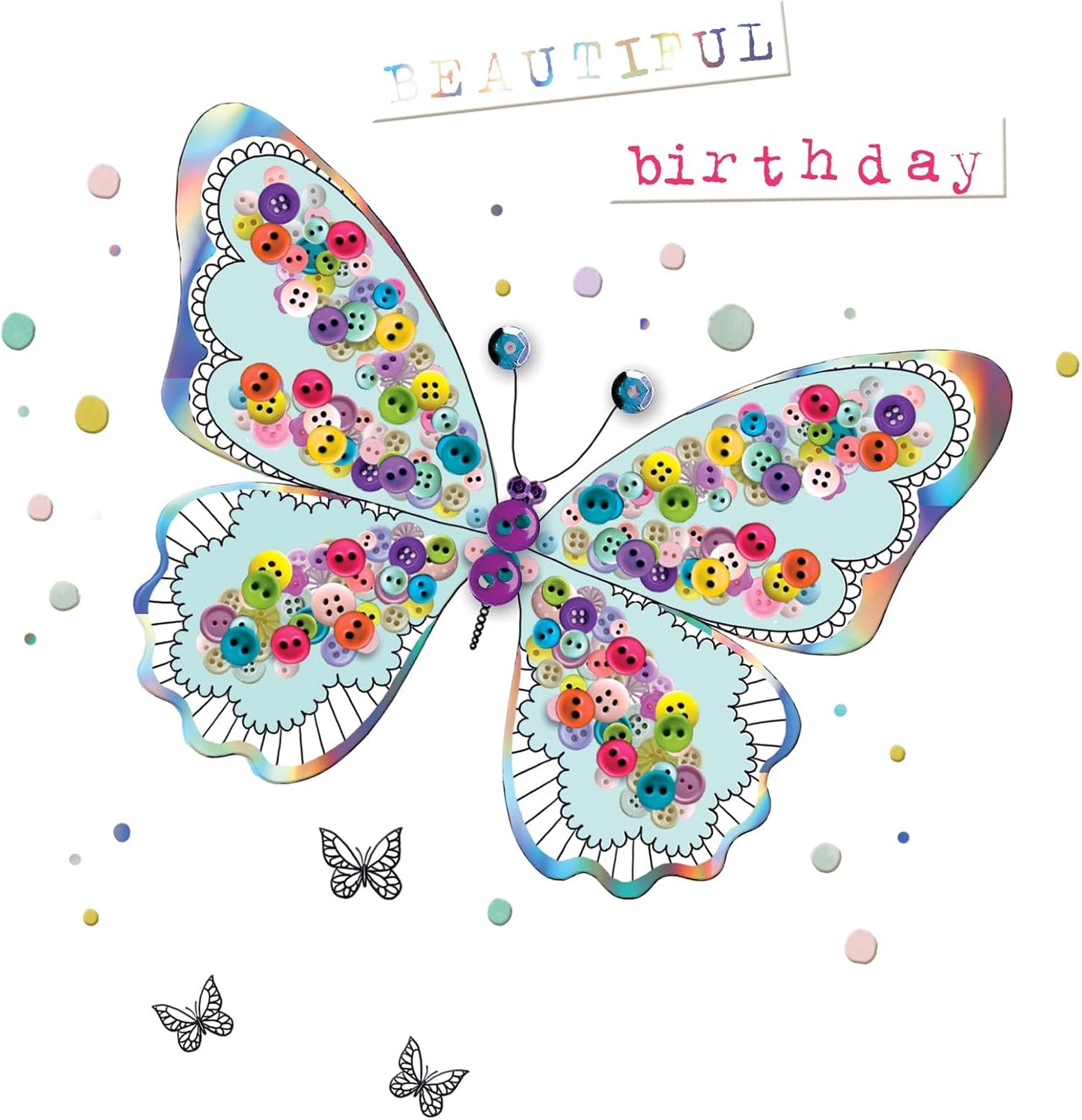 Beautiful Hand-Finished Buttons Embellished Birthday Card For Her