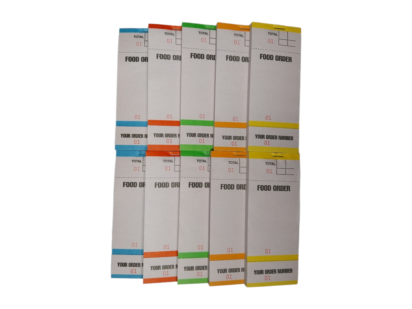 Pack of 50 63mm x 152mm Assorted Coloured Strip Restaurant Service Pads