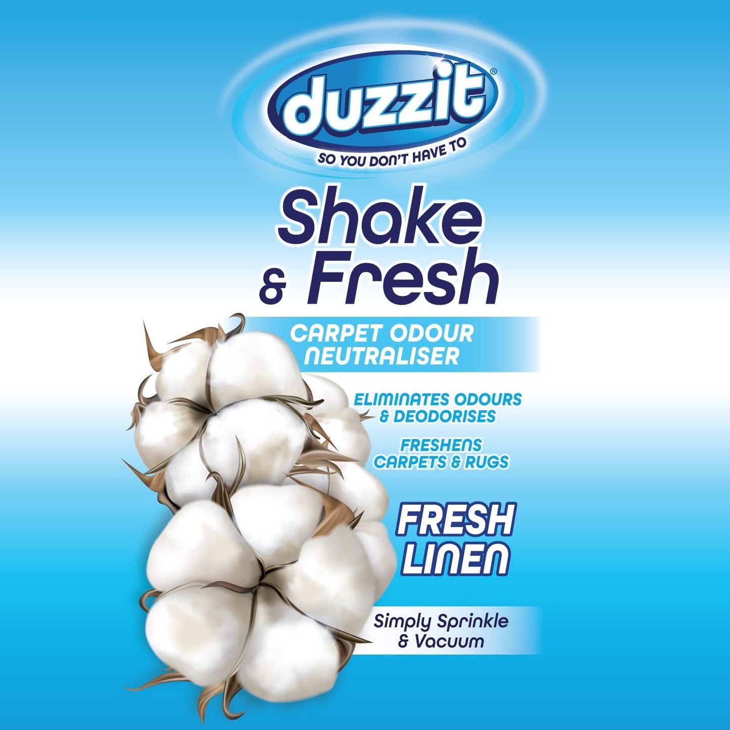 Duzzit Shake & Fresh Carpet Odour Neutraliser fresh Linen 500g