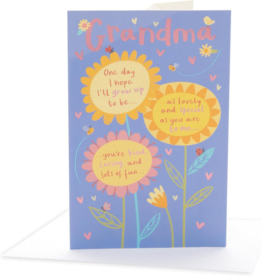 Flowers with Poem Design Grandma Birthday Card