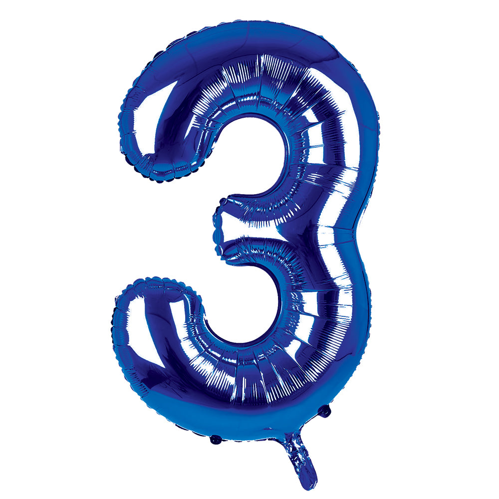 Giant Foil Dark Blue 3 Number Balloon