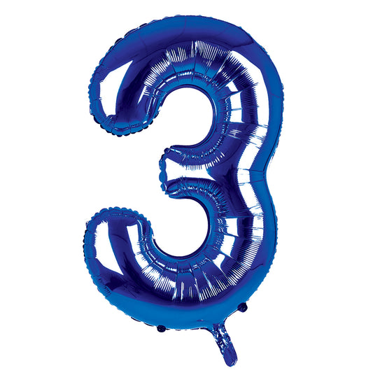 Giant Foil Dark Blue 3 Number Balloon