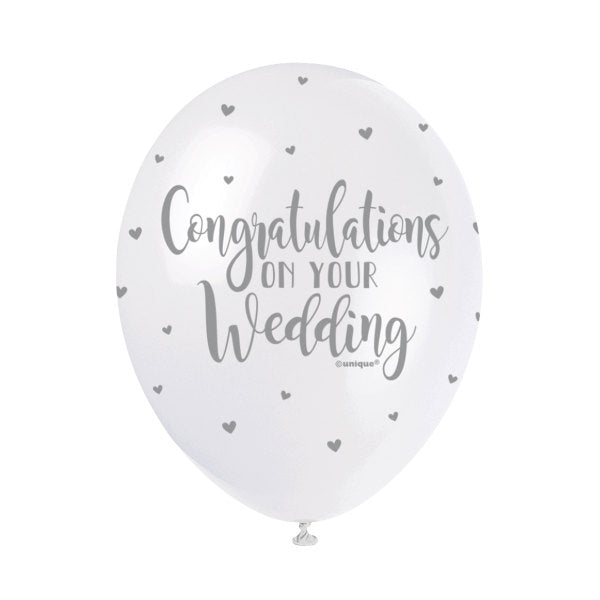 Pack of 5 Congratulations on your Wedding 12" Latex Balloons