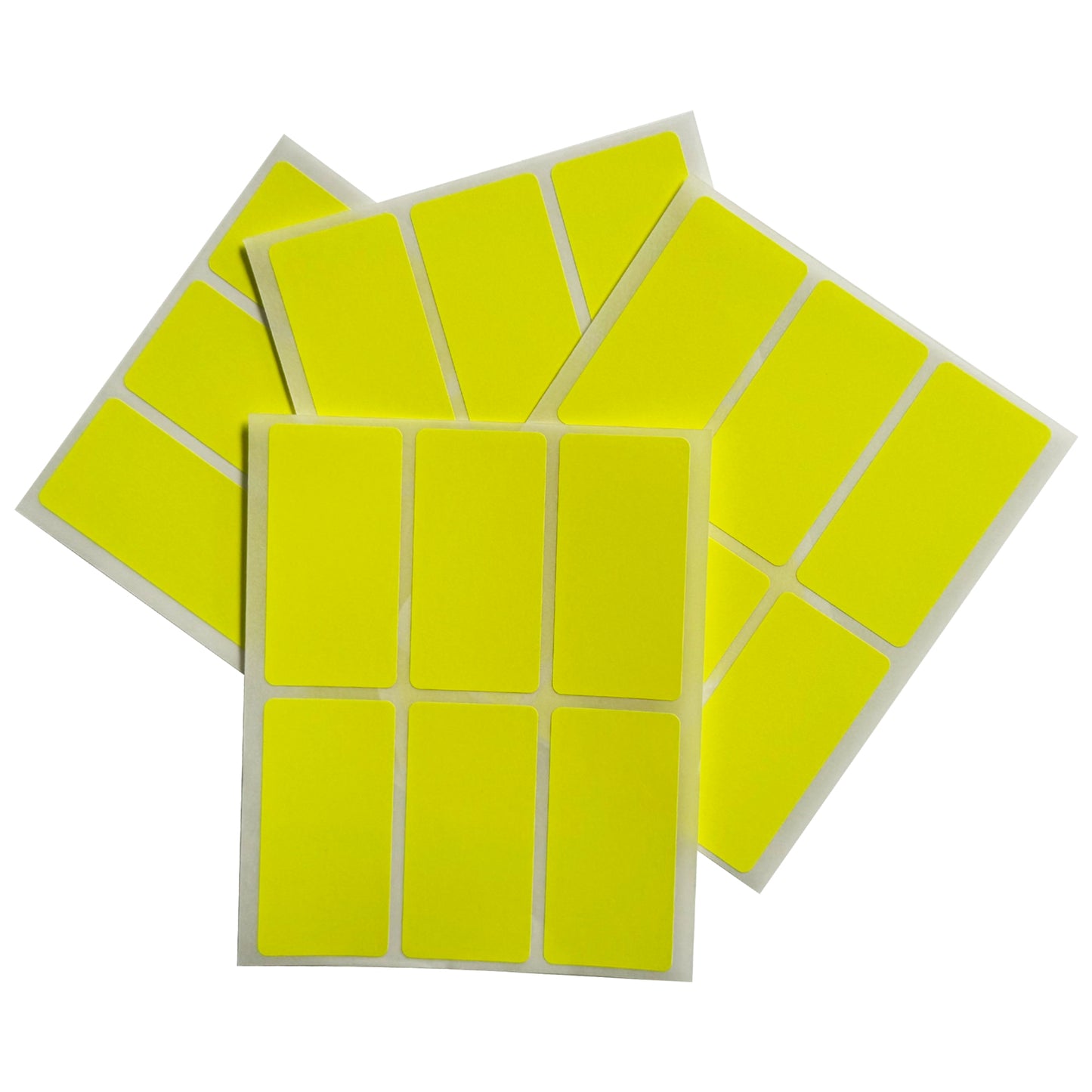 Pack of 120 Fluorescent Yellow 25x50mm Rectangular Labels - Adhesive Stickers