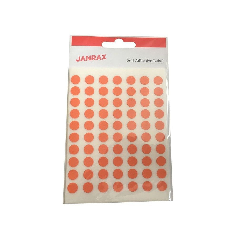 Pack of 5600 Orange 8mm Round Labels - Stickers