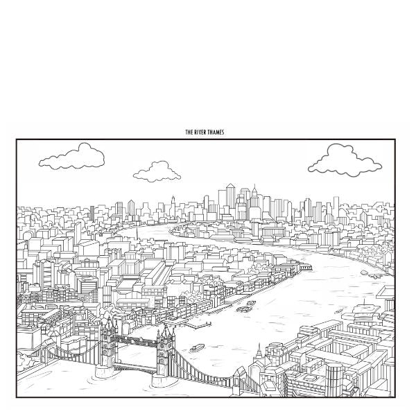 40 pages London Famous Places Advanced Colouring Book