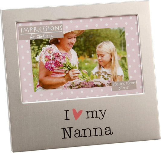 I Love My Nanna Brushed Aluminium 4" x 6" Photo Picture Frame