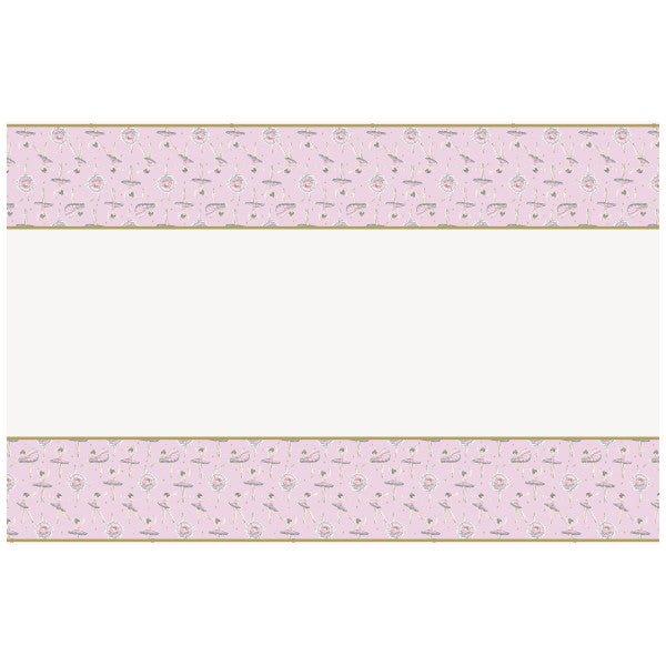 54" x 84" Ballerina Pink & Gold 1st Birthday Plastic Table Cover