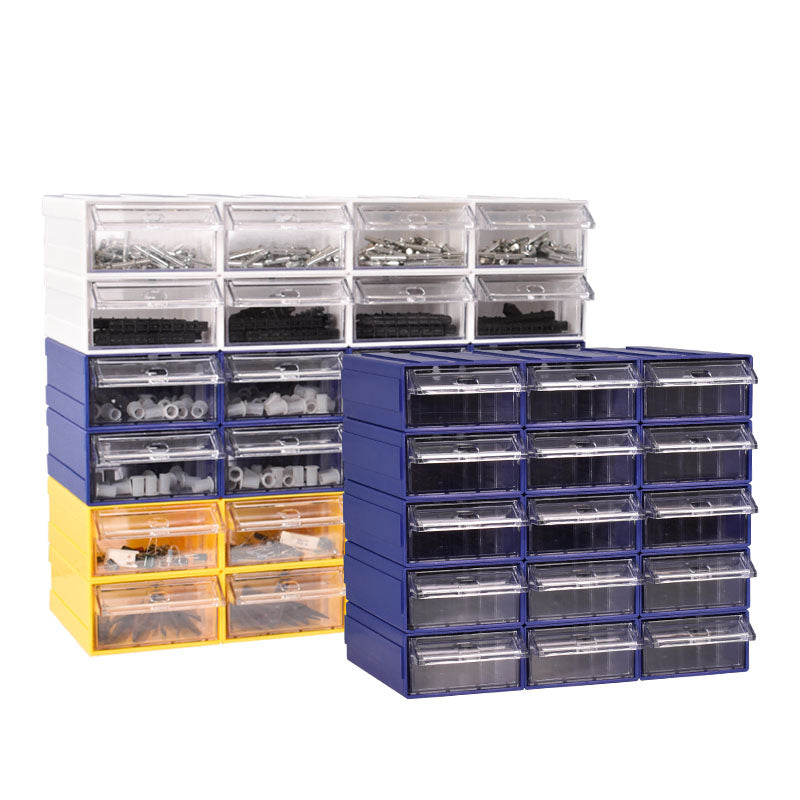 White Stackable Plastic Storage 2 Drawers with Removable Compartments