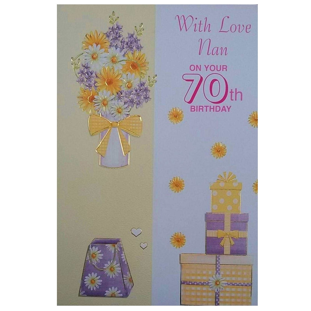 With Love Nan On Your 70th Birthday Card