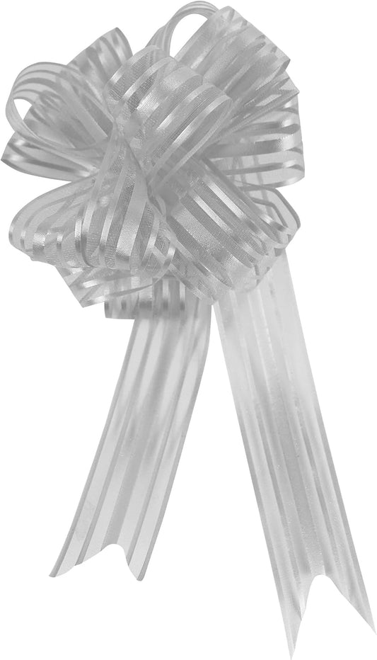 Silver Organza Pull Christmas Bow