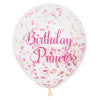 Pack of 6 Pink Princess Clear Latex Balloons with Confetti 12"