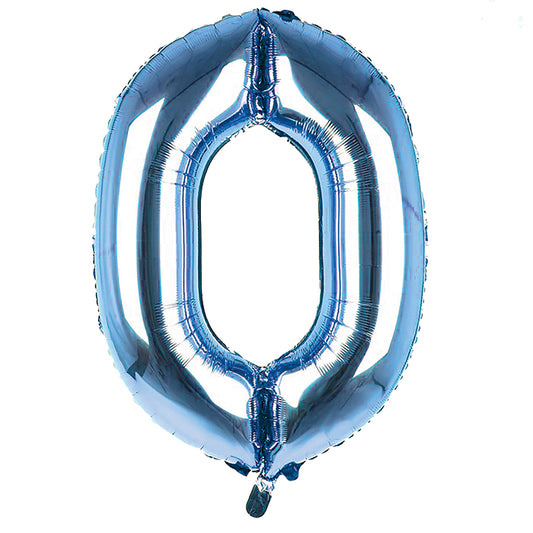 Giant Foil Light Blue 0 Number Balloon