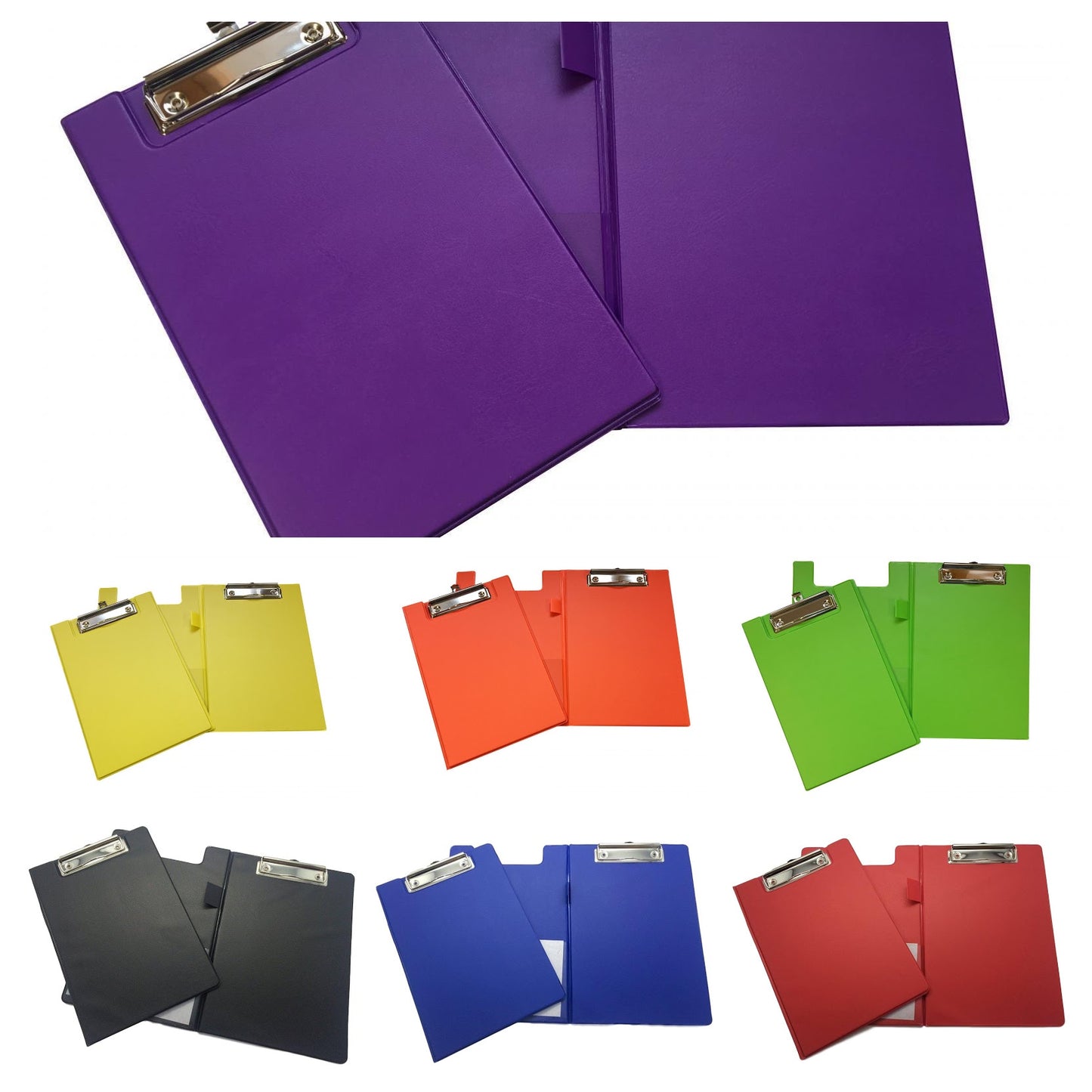 Pack of 10 Janrax A5 Assorted Coloured Foldover Clipboards