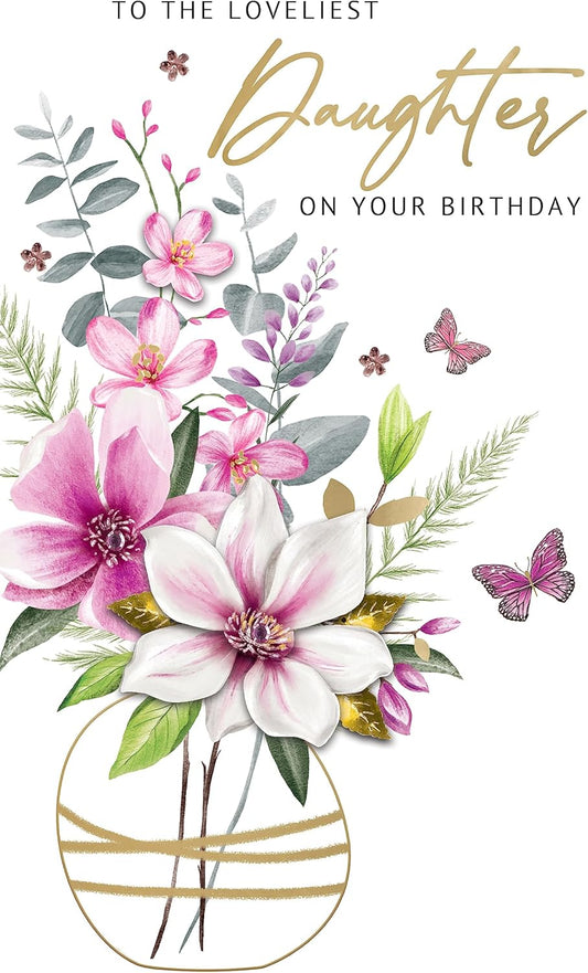 Floral Champagne Embellished & Foiled Daughter Birthday Card