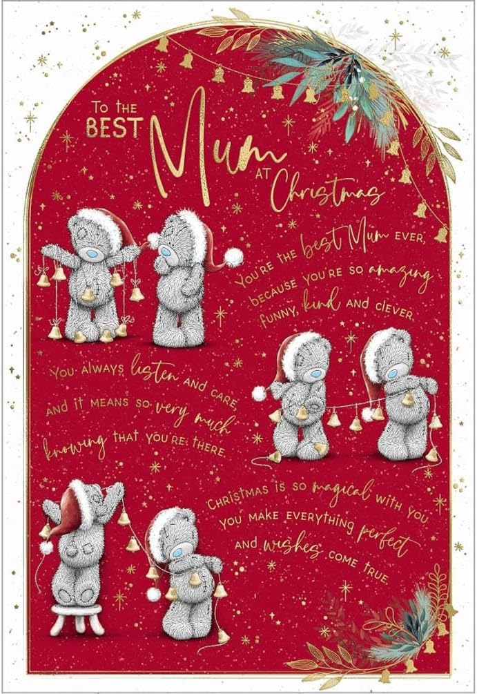 Bears With Bells Mum Christmas Card