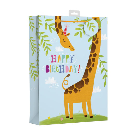 Pack of 12 Giraffe Design Extra Large Birthday Gift Bags