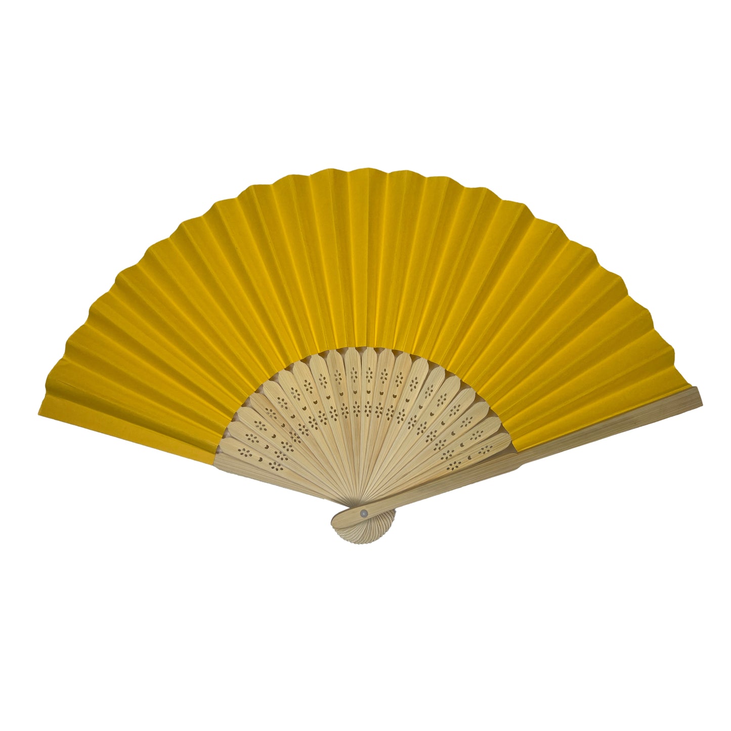 Pack of 50 Dark Yellow Paper Foldable Hand Held Bamboo Wooden Fans by Parev