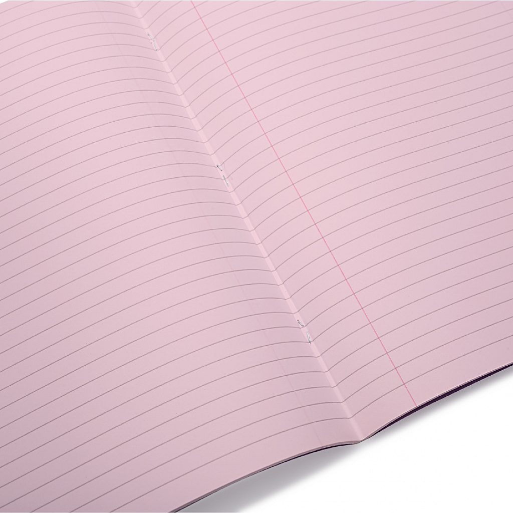 Pack of 10 Rhino A4 48 Page Light Blue with Pink Tinted Paper 8mm Lined with Margin Exercise Books