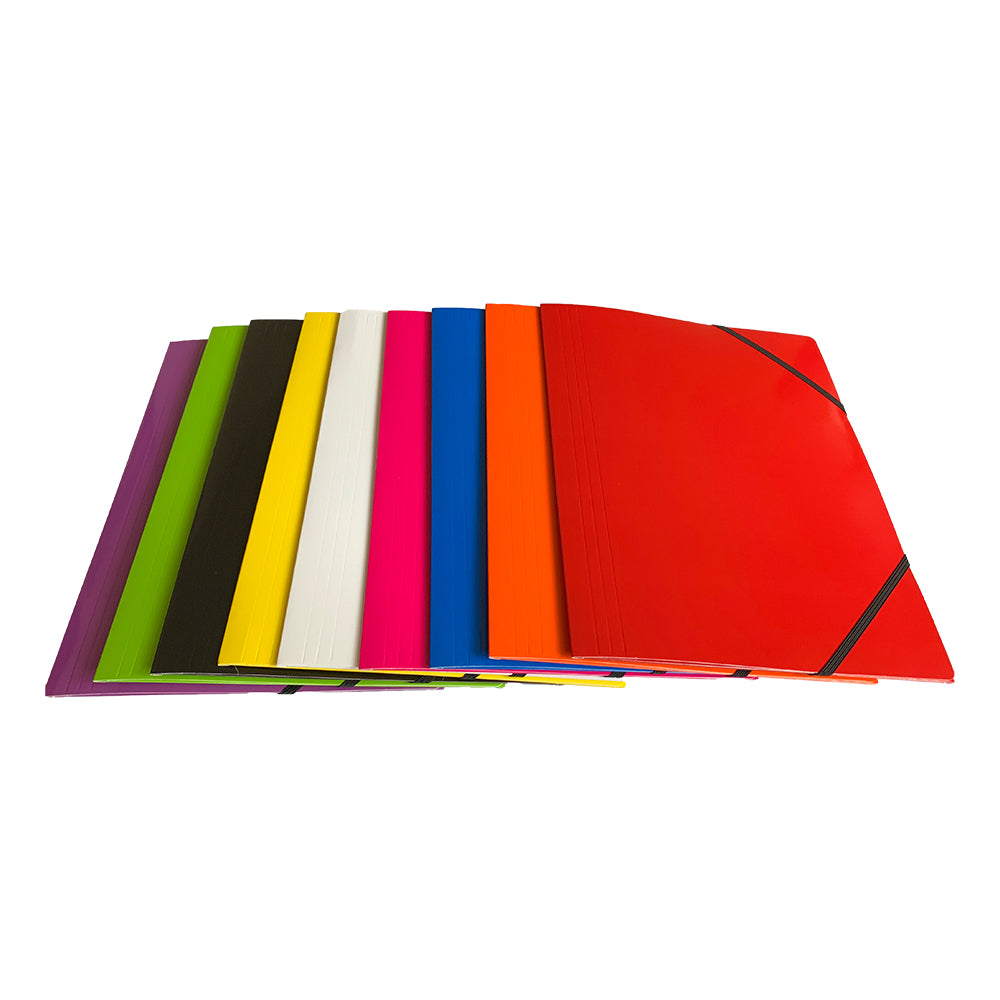 Janrax A4 Red Laminated Card 3 Flap Folder with Elastic Closure