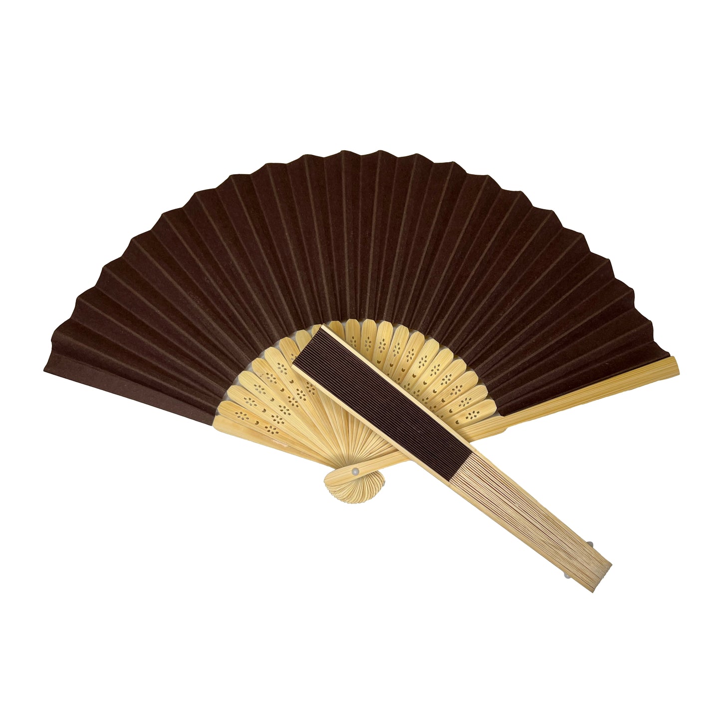 Pack of 500 Brown Paper Foldable Hand Held Bamboo Wooden Fans by Parev