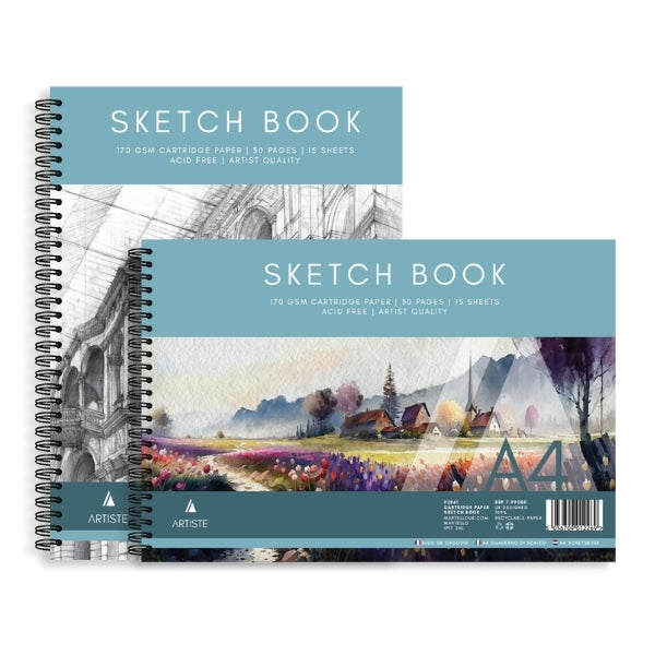 Single A4 Portrait OR Landscape Spiral Bound Artist Sketch Book