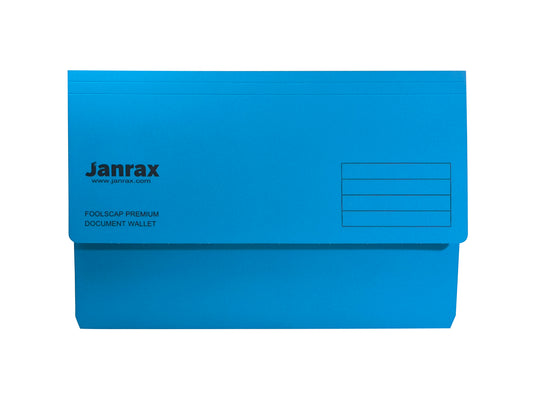 Pack of 50 Blue Card Premium Foolscap Document Wallets