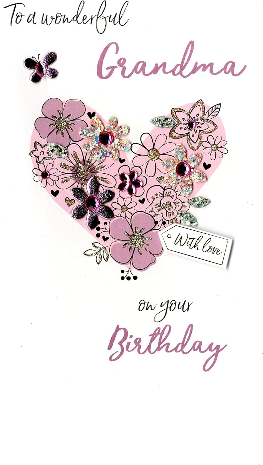 Hand-Finished Wonderful Grandma Birthday Greeting Card