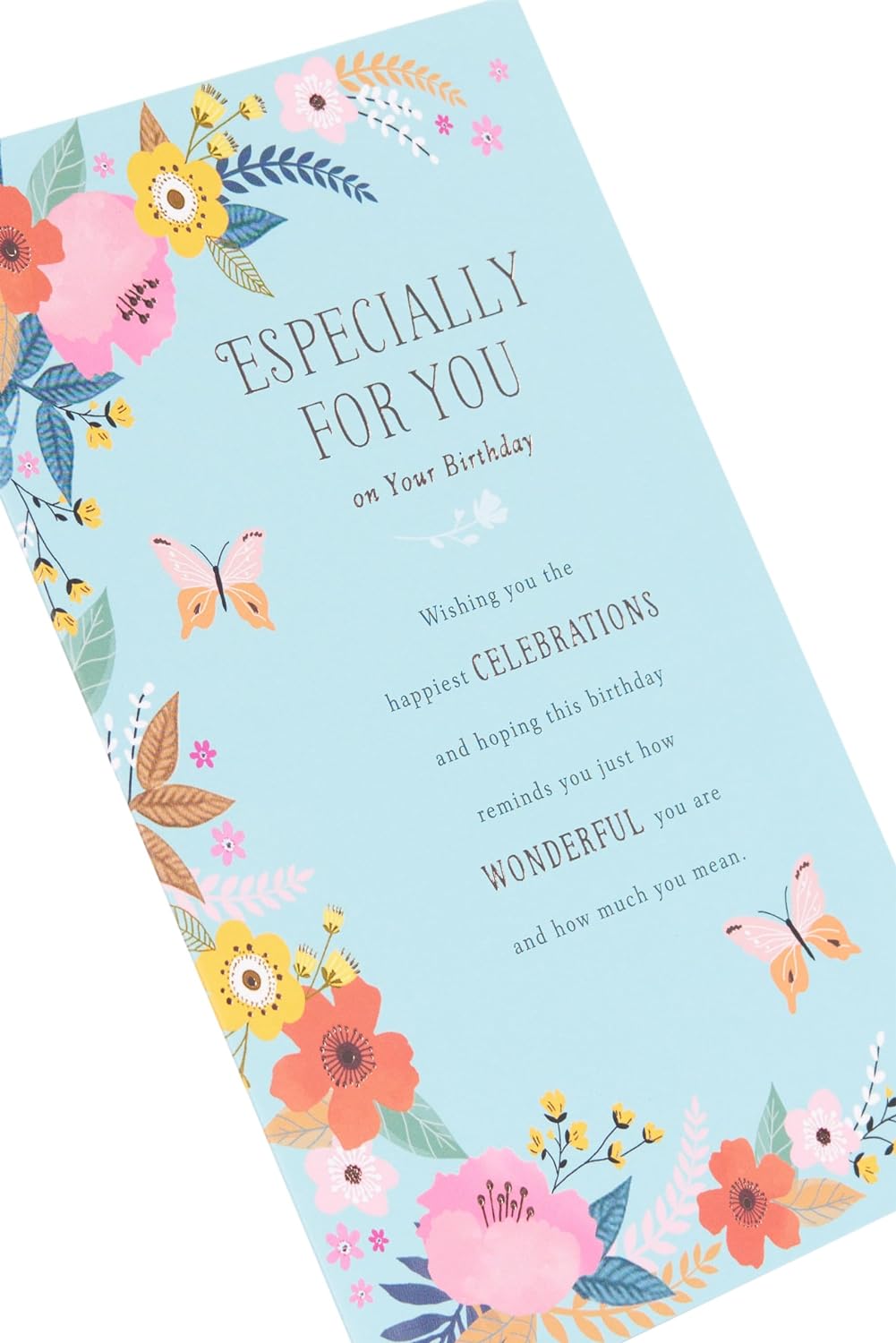 Blue Floral Design Birthday Card