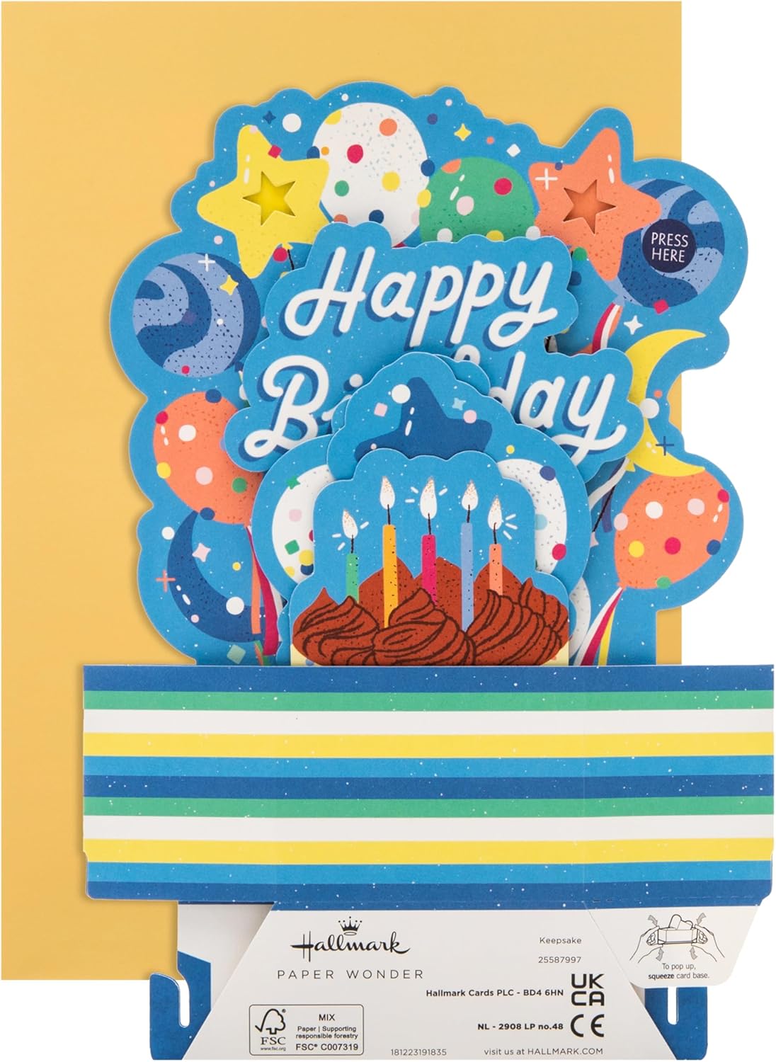 3D Pop-Up, Musical & Light-Up Birthday Cake Design Card