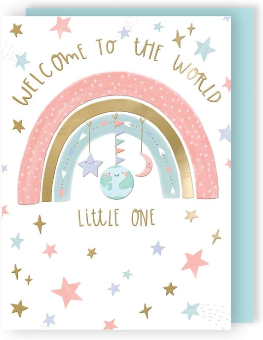 Welcome To The World Girl Colourful Dreams! New Baby Congratulations Card