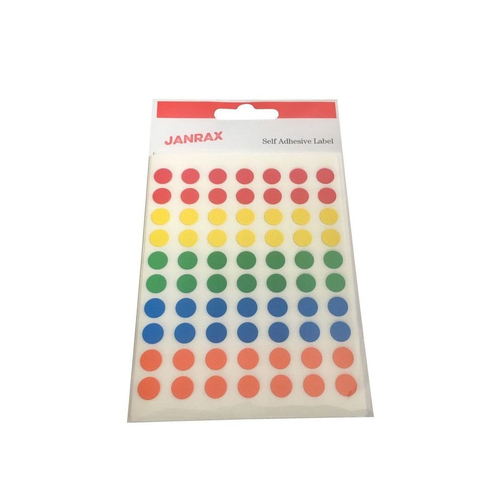 Pack of 2800 Assorted Coloured 8mm Round Labels - Stickers