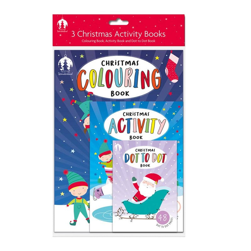 Pack of 3 Assorted sizes Christmas Activity Books