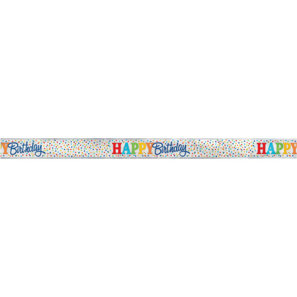 12ft Long Fold Foil Rainbow Polka Dots Banner