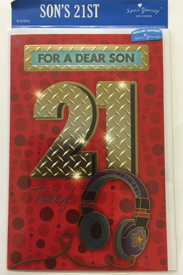 Son 21 Today! Sentiment Birthday Card