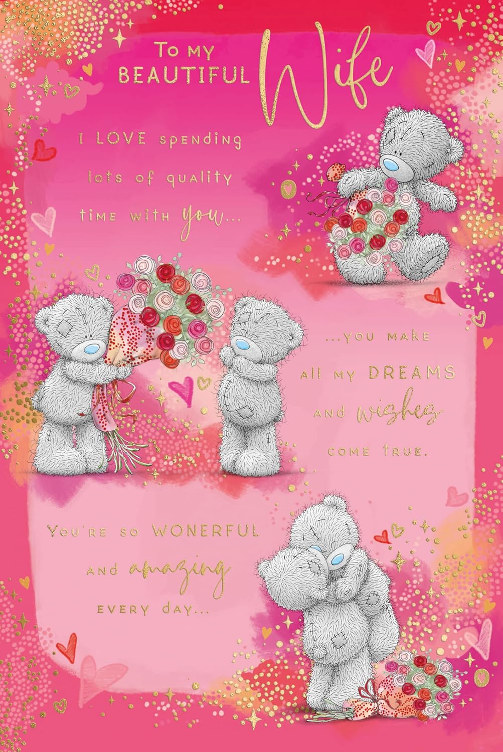 Bears With Flowers Wife Valentine's Day Card