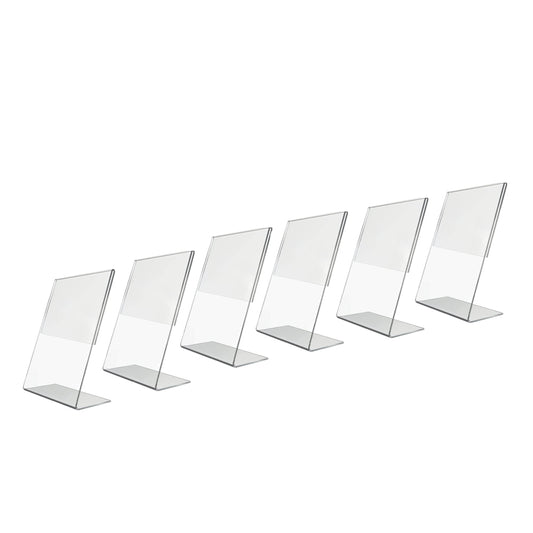 Pack of 6 A5 Vertical Design L-Shape Transparent Acrylic Label Sign Holder