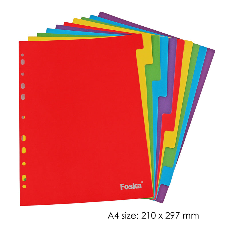 A4 10 Part Coloured Card Index Dividers