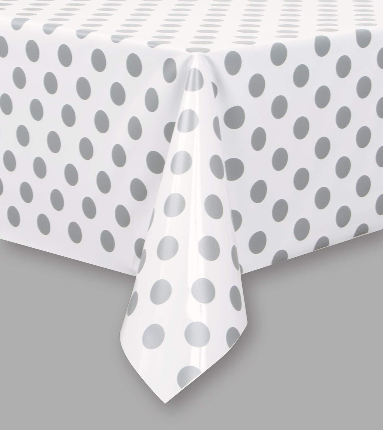 Silver Dots Rectangular Plastic Table Cover, 54"x108"