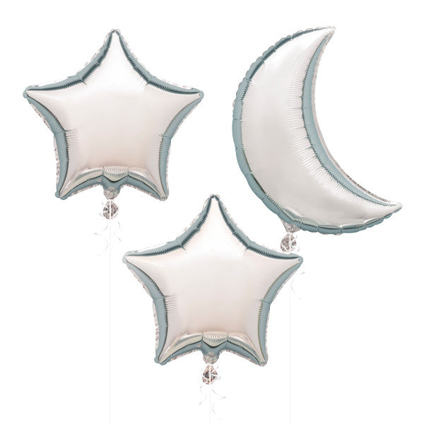 Pack of 3 Moon & Stars Shaped Foil Balloon Kit