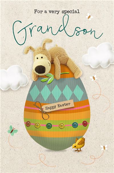 For a Very Special Grandson Boofle On Egg Design Easter Card