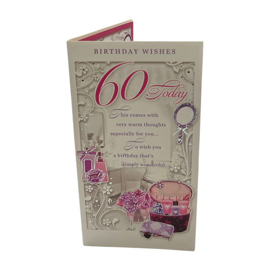 Age 60 Female Perfume and Mirror Design Opacity Birthday Card