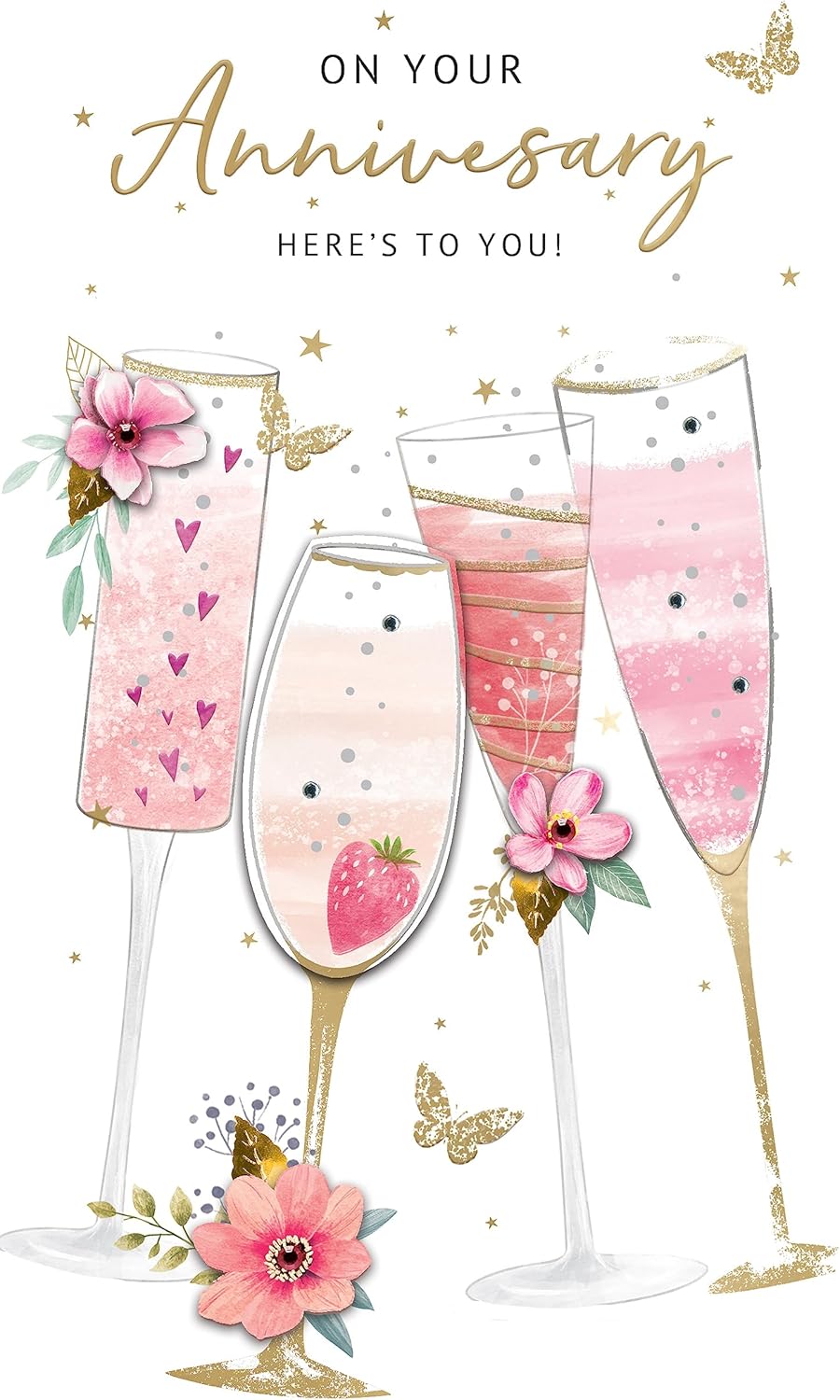 Champagne Glasses On Your Anniversary Congratulations Card