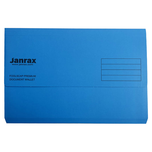 Pack of 10 Blue Card Premium Foolscap Document Wallets