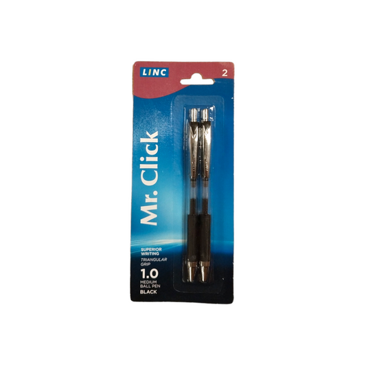 Pack of 2 Linc Mr. Click Retractable Black Ball Pens