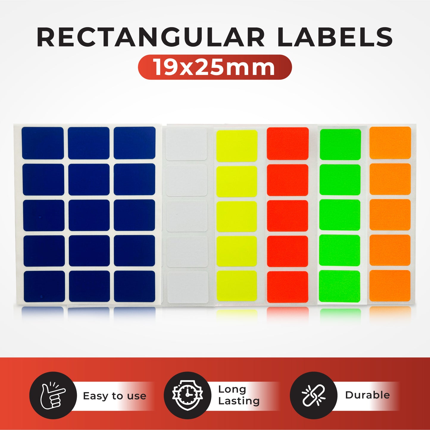 Pack of 600 Fluorescent Orange 19x25mm Rectangular Labels - Adhesive Stickers