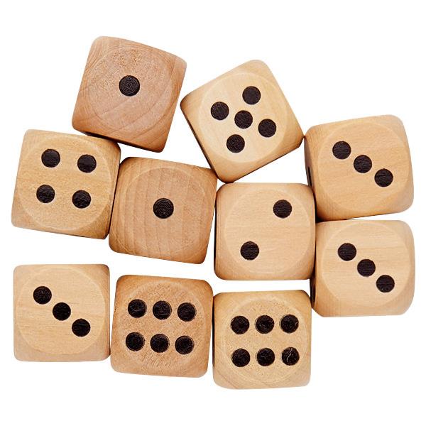 Pack of 10 25mm Wooden Dice by Clever Kidz