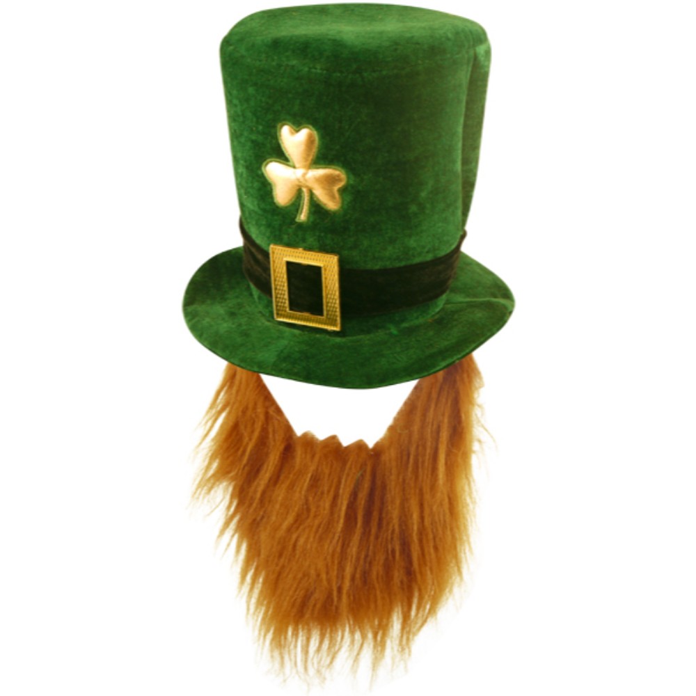 Hat Shamrock Velvet with Beard Deluxe Adult