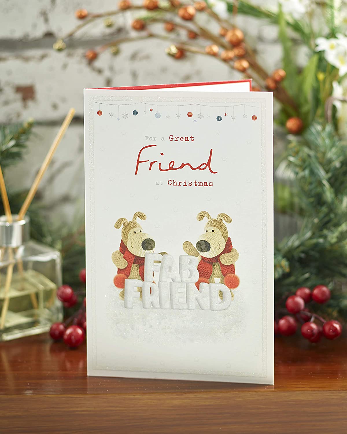 For A Great Friend Boofles Holding Fab Friend Letters Design Christmas Card