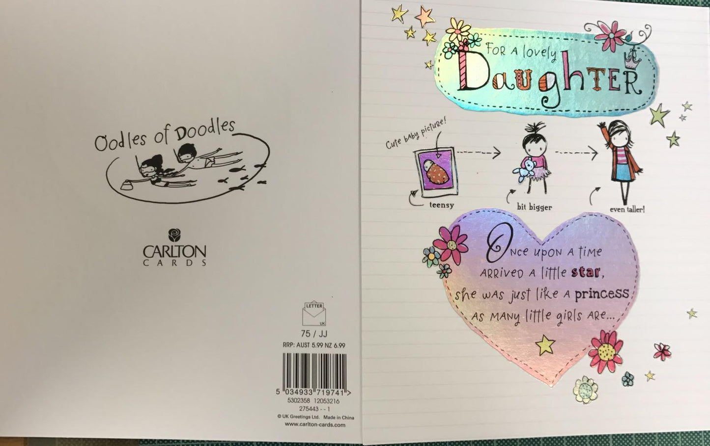 For A Lovely Daughter, Oodles of Doodles Daughter Birthday Card 